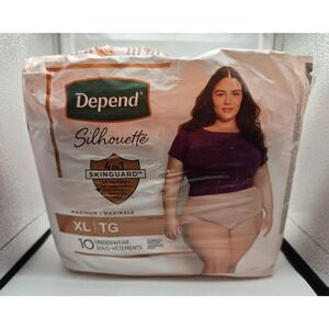 Depend Silhouette Maximum Incontinence Underwear for Women XL 10 Count Beige